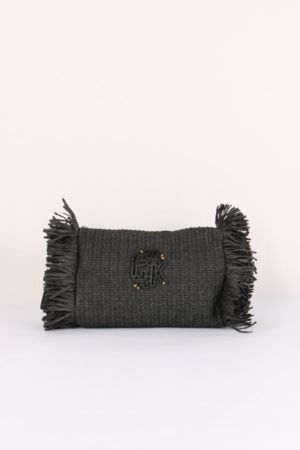 Pochetta Paglia Frange Nero