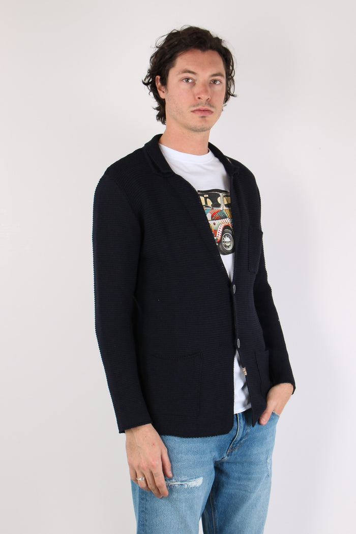 Giacca In Maglia Blu Navy-6