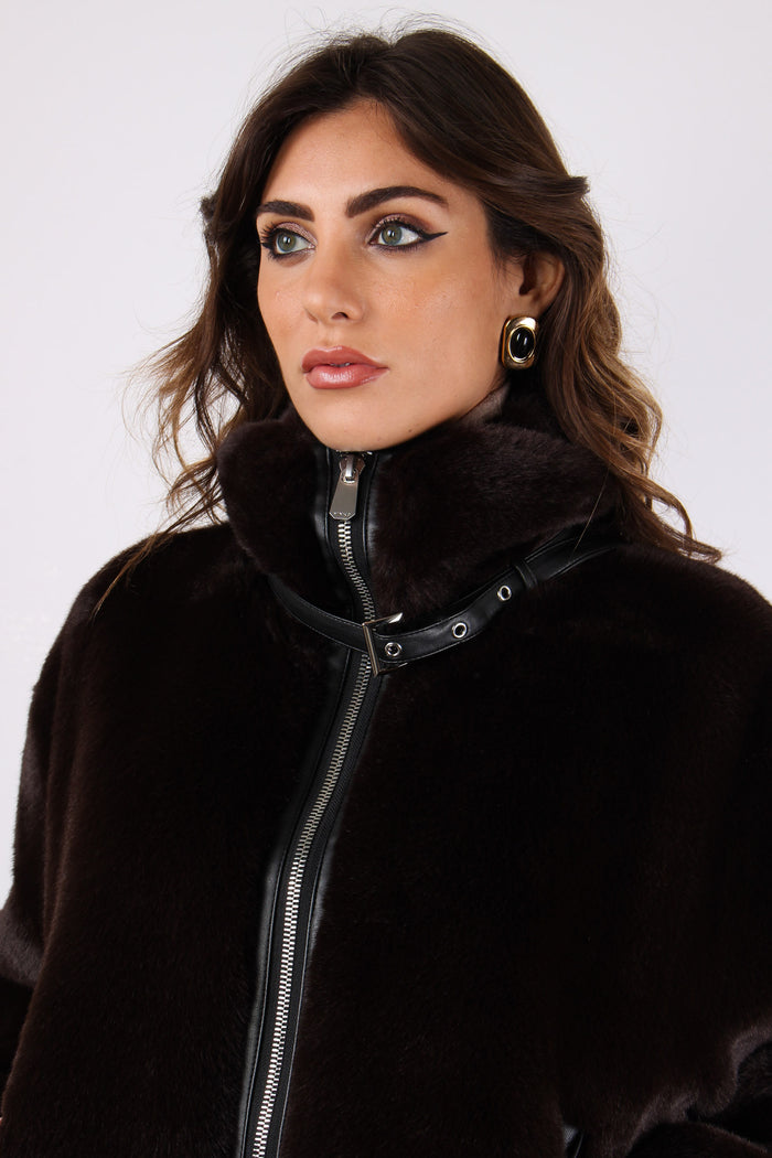 Estebana Bomber Ecopeliccia Marrone-10