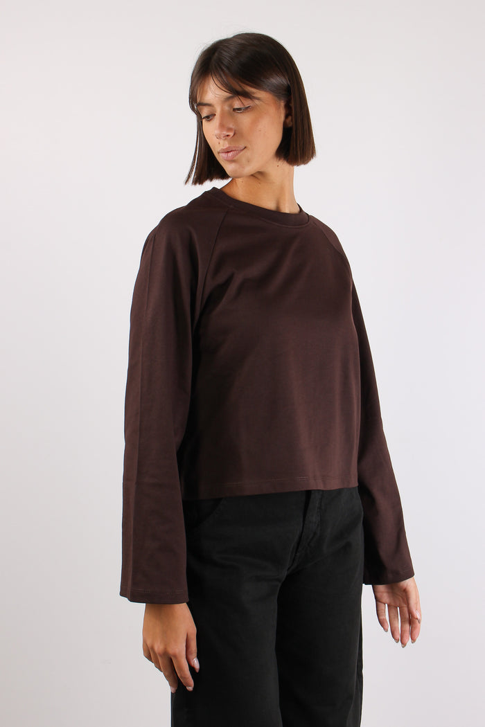 T-shirt Cotone Manica Svasata Marrone-7