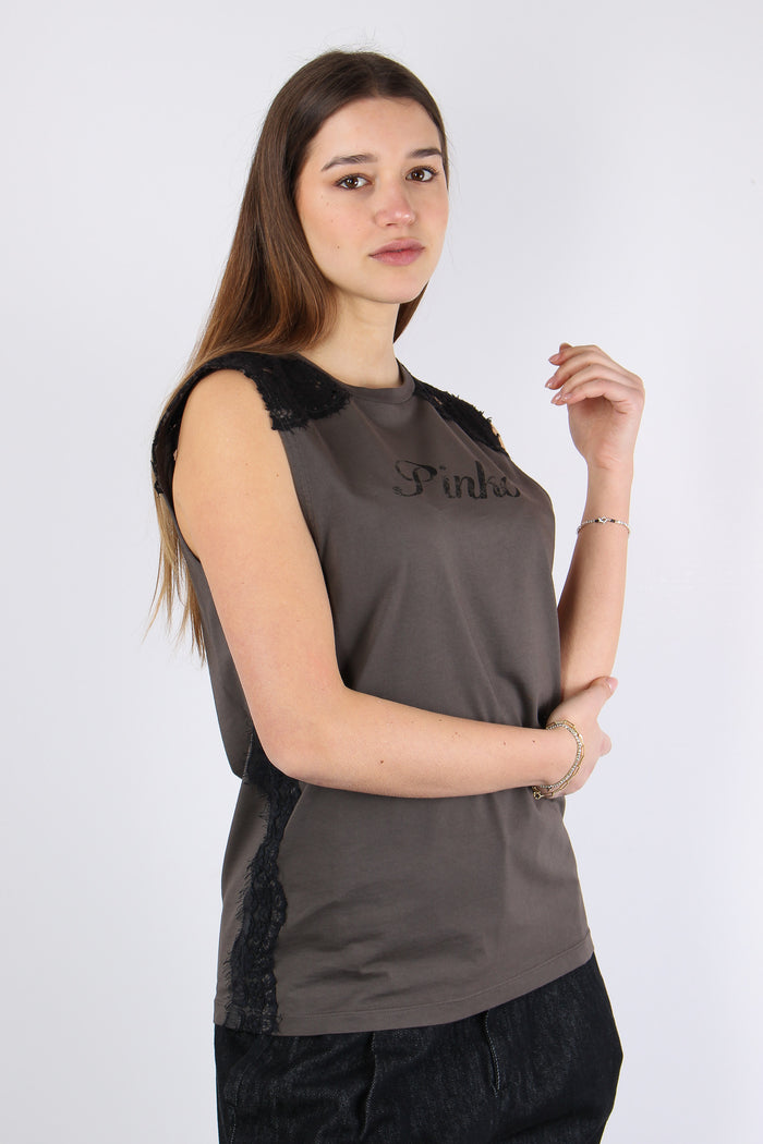 Dawn Canotta Inserto Pizzo Marrone Caffe-7