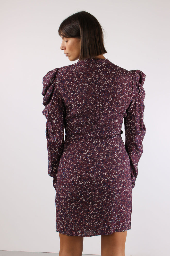 Abito Fantasia Arriccio Spalle Bordeaux-5