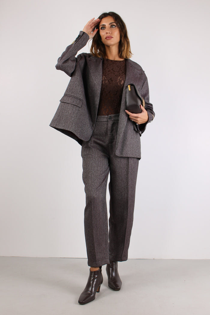 Pantalone Carrot Resca Grigio/bordeuax-3