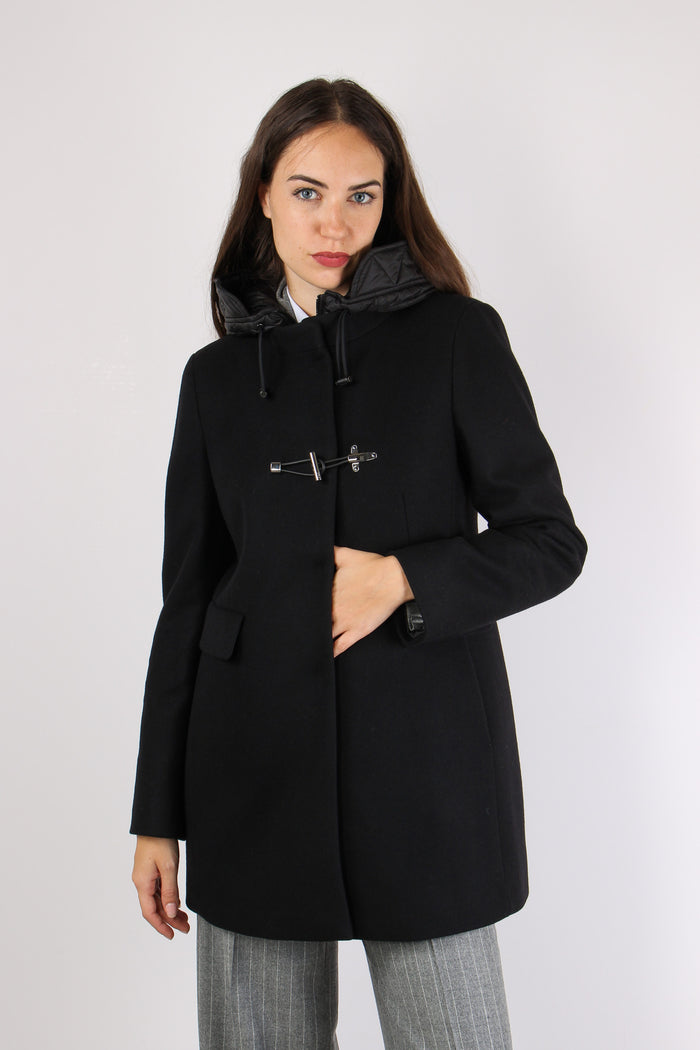 Cappotto Toggle Panno Nero-2
