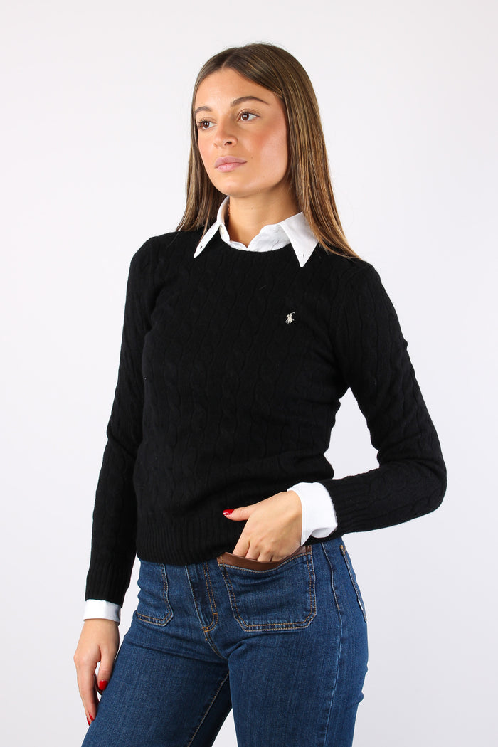 Pullover Girocollo Treccia Black-2