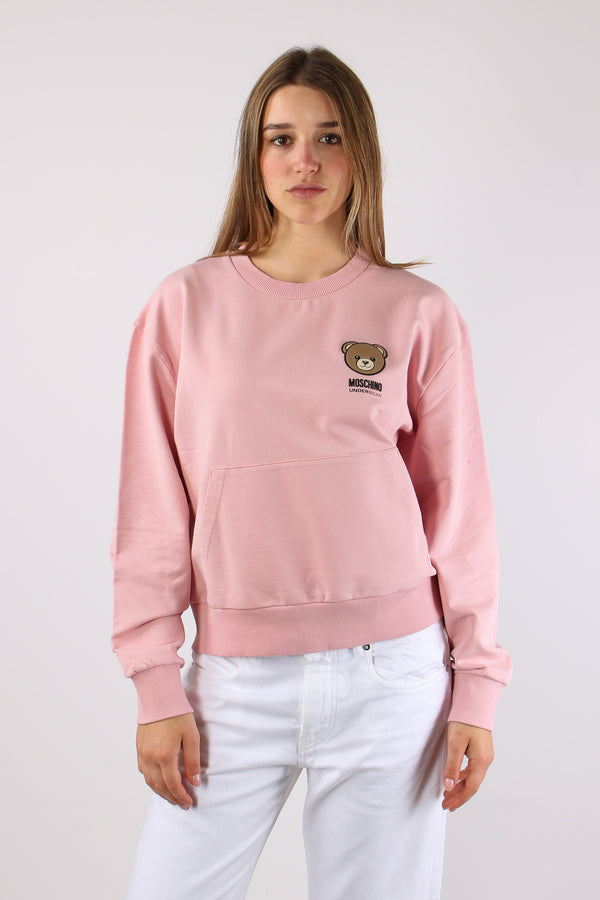 Felpa Girocollo Logo Laterale Rosa