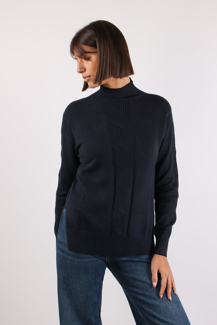 Maglia Viscosa Treccia Blu-4