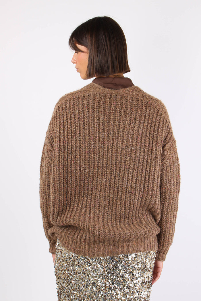 Cardigan Effetto Mulinee Visone-5