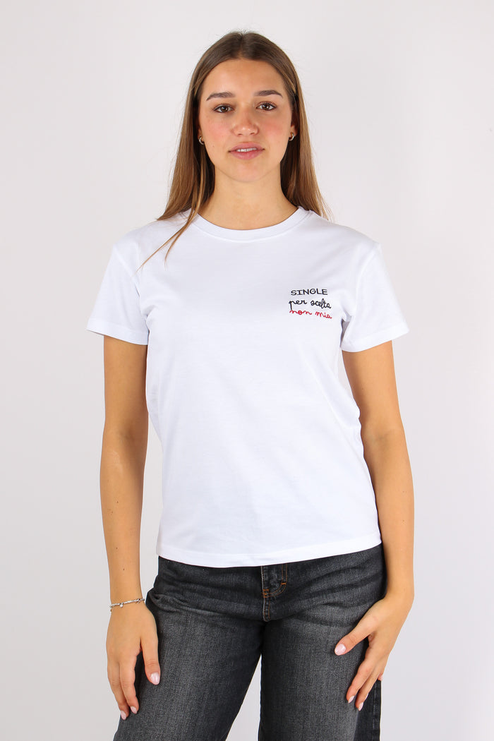 T-shirt Ricamo Single Per Scel Bianco-4
