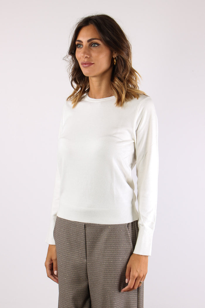 Maglia Girocollo Viscosa Latte-3