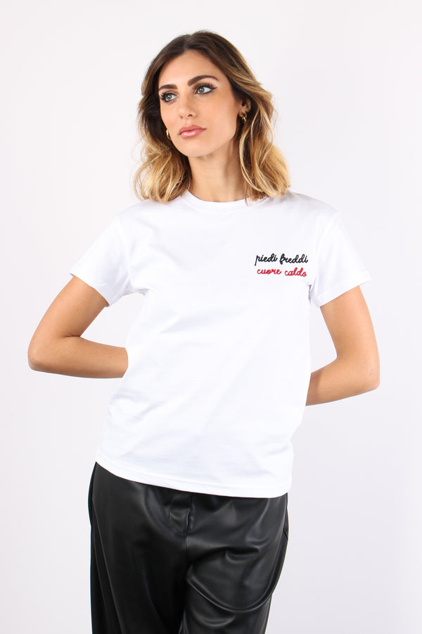 T-shirt Ricamo Piedi Freddi C Bianco