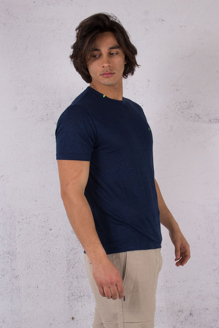 T-shirt Manica Corta Lino Navy Blue