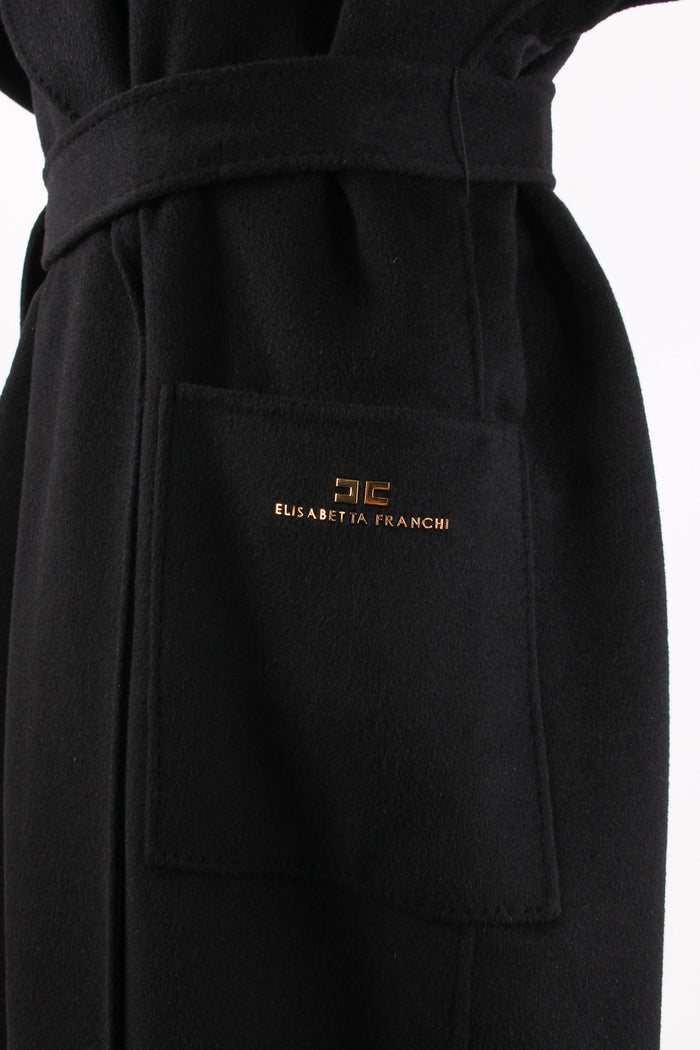 Cappotto Lungo Cintura Nero-4
