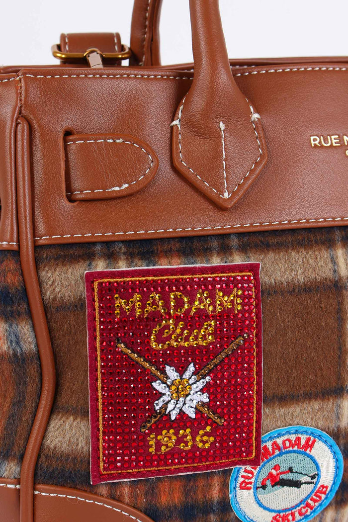Mini Shopping Bimateriale Patch Tartan Orange-7