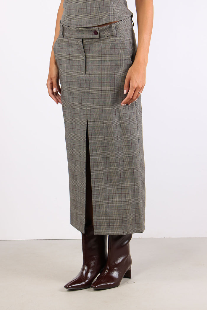 Galega Gonna Lunga Misto Lana Beige/bordeaux-3