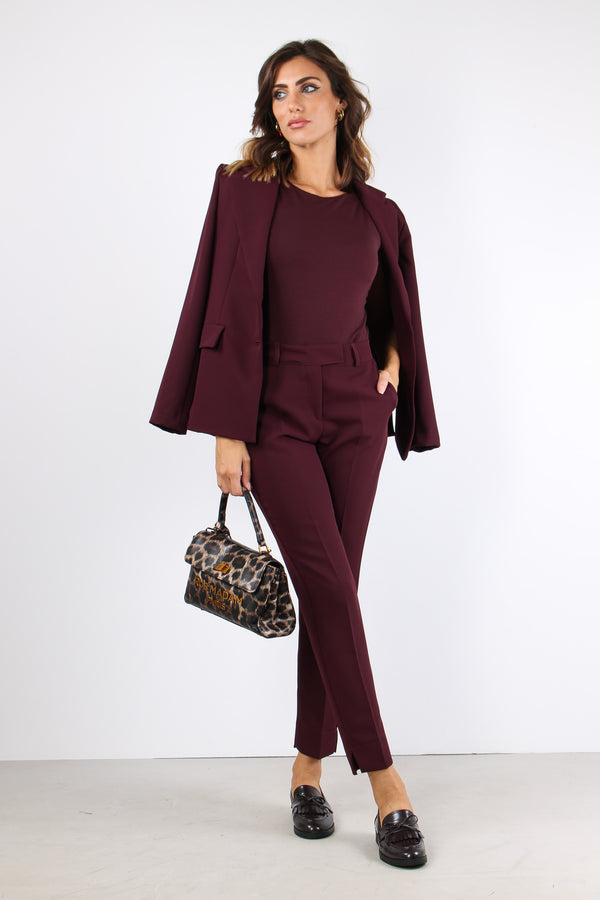 Pantalone Sigaretta Fluido Bordeaux