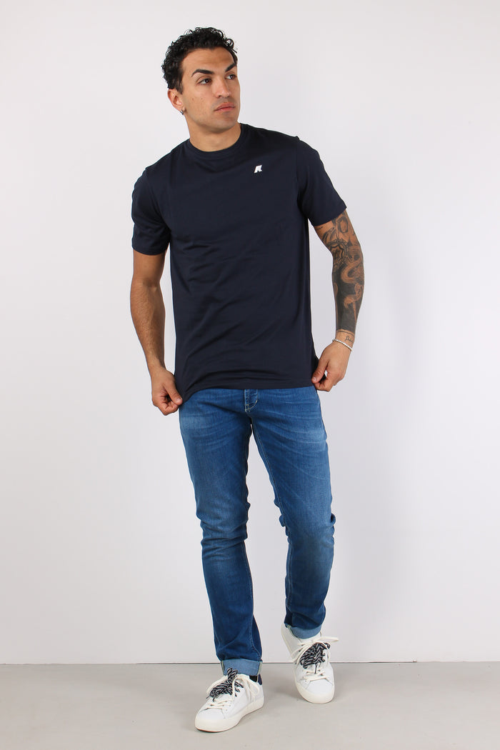 T-shirt Basica Logo Contrasto Blue Depth-4