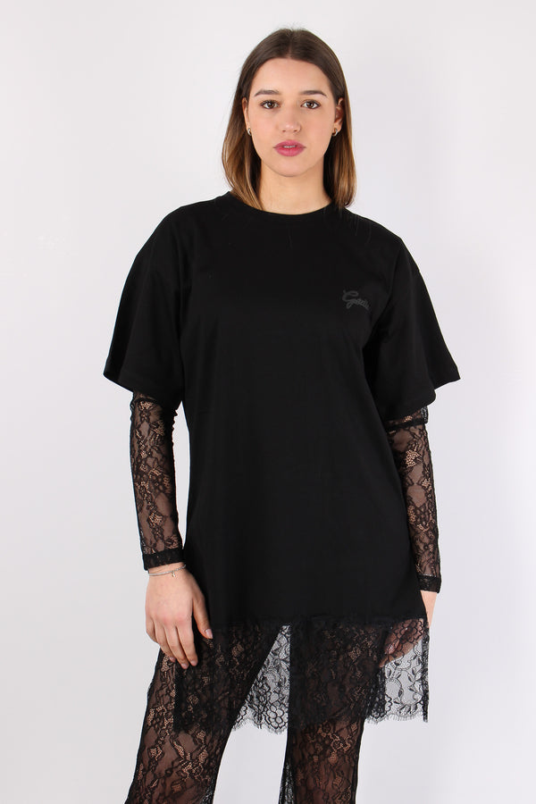 Abito Corto Fondo Pizzo Nero-2