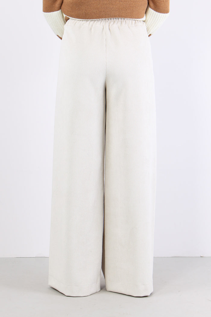 Pantalone Palazzo Largo Vellut Panna-4