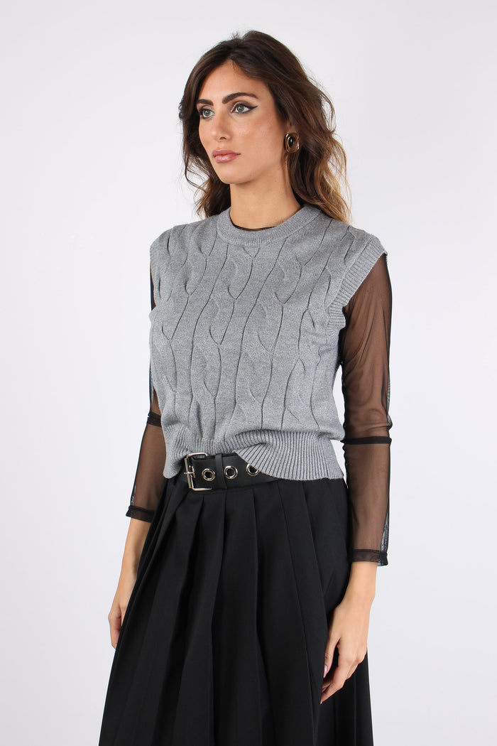 Maglia Girocollo Lurex Viscosa Grigio-6