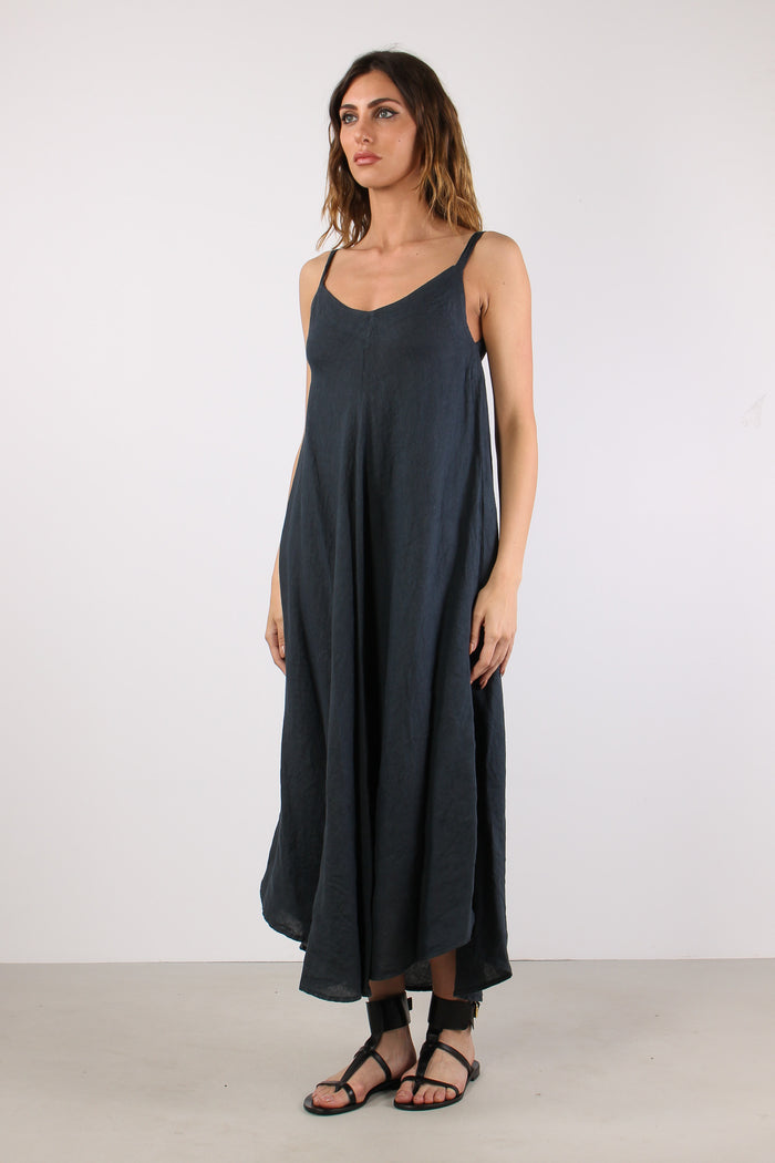 Abito Lungo Lino Blue-3