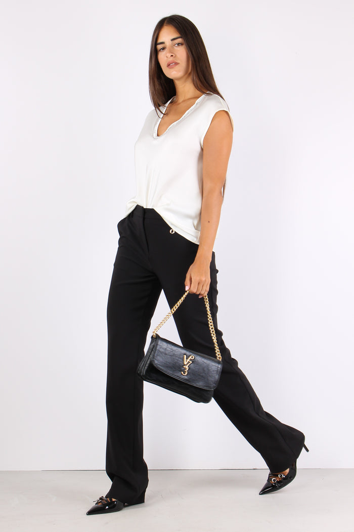 Inquam Top Scavo V Strass Ivory-5