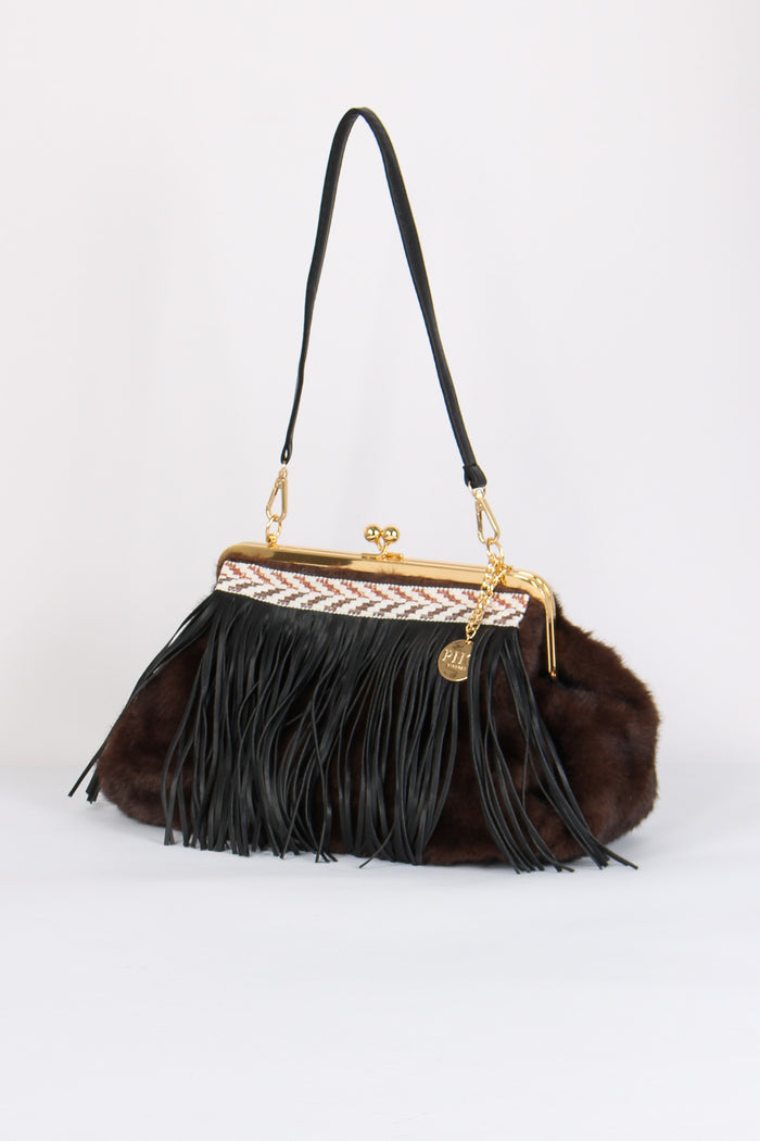 Pochette Visone Frange Glam/rust-5
