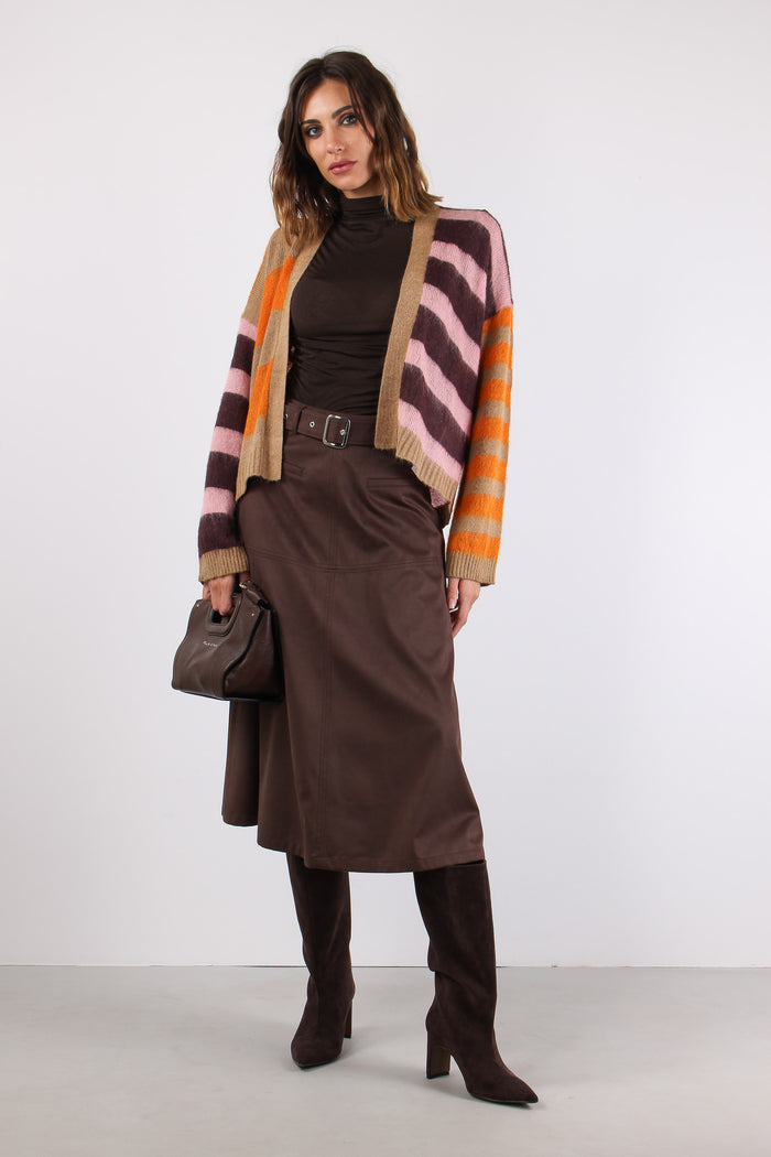Cardigan Righe Candy Pink