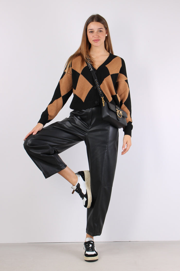 Cardigan Viscosa Rombi Cammello/nero-5