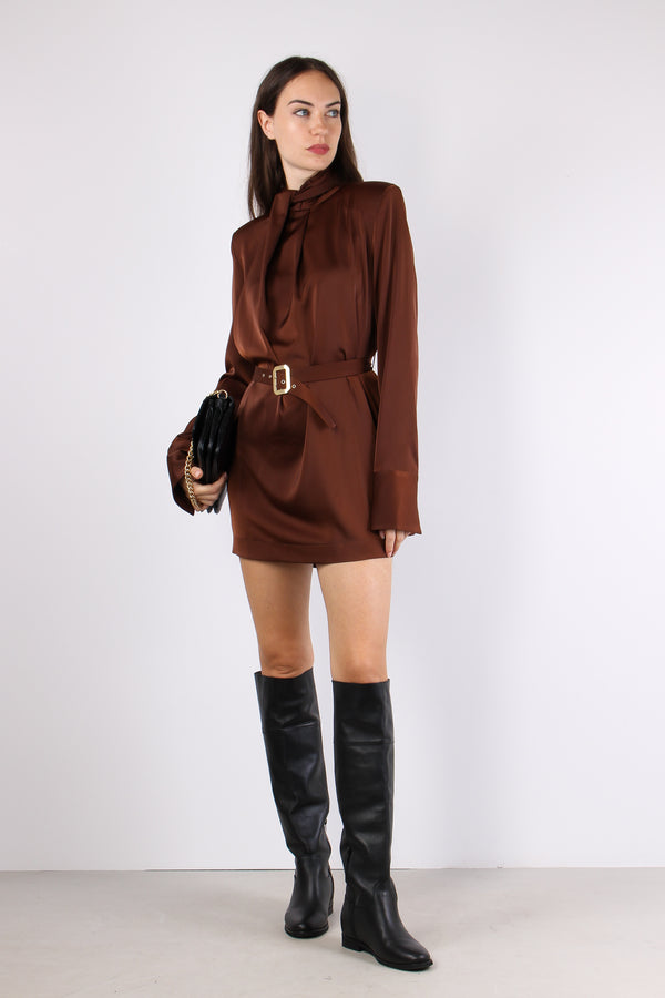 Abito Raso Cintura Brown