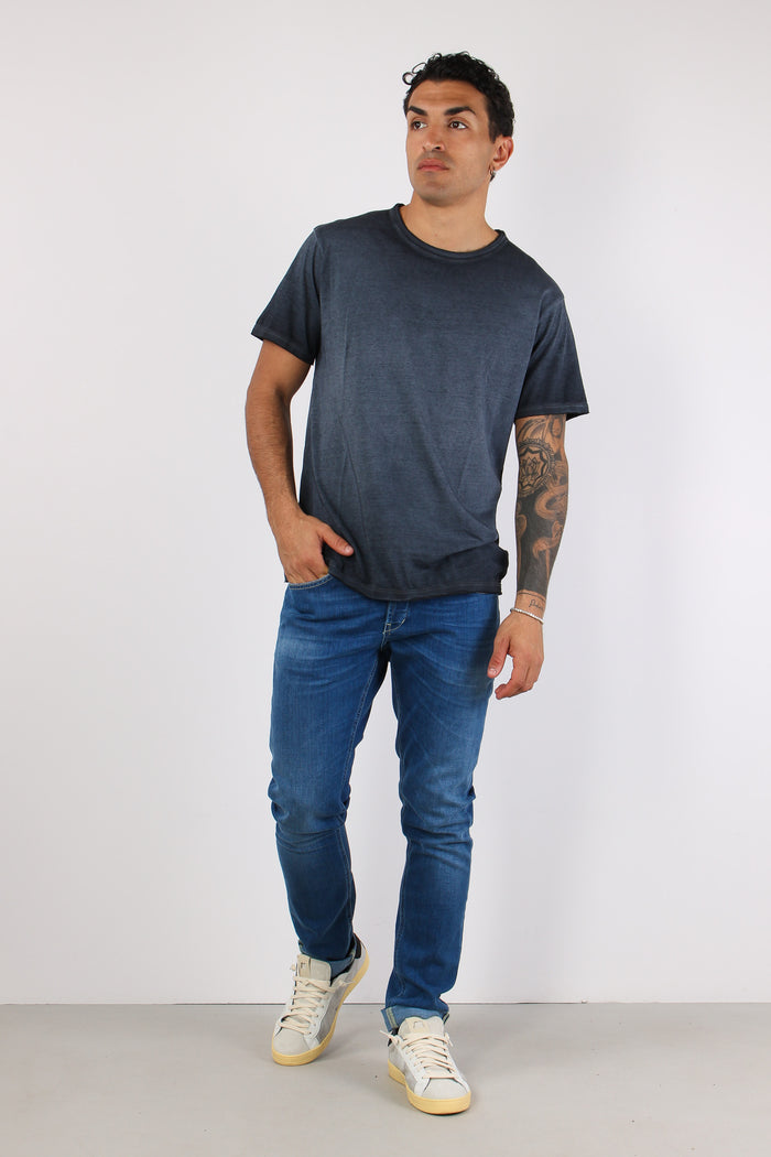 T-shirt Cotone Taglio Vivo Blue Faded-6