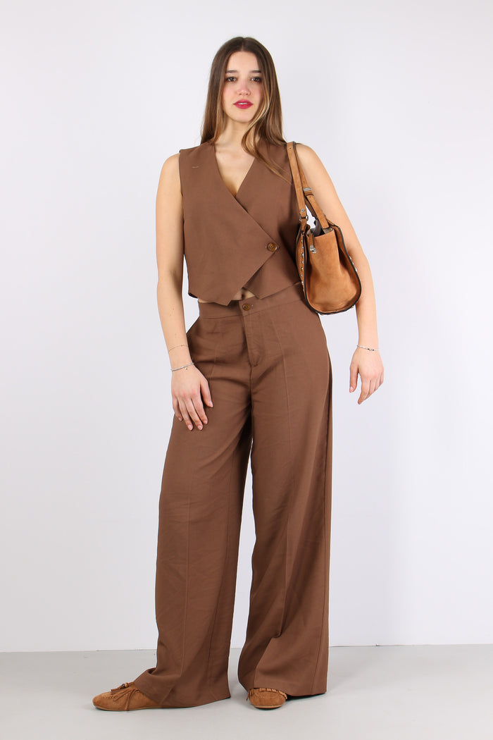 Gilet Bottone Laterale Cioccolato