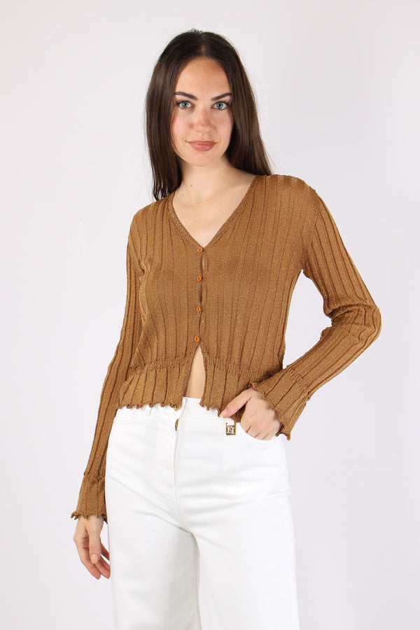 Cardigan Lurex Cammello-2