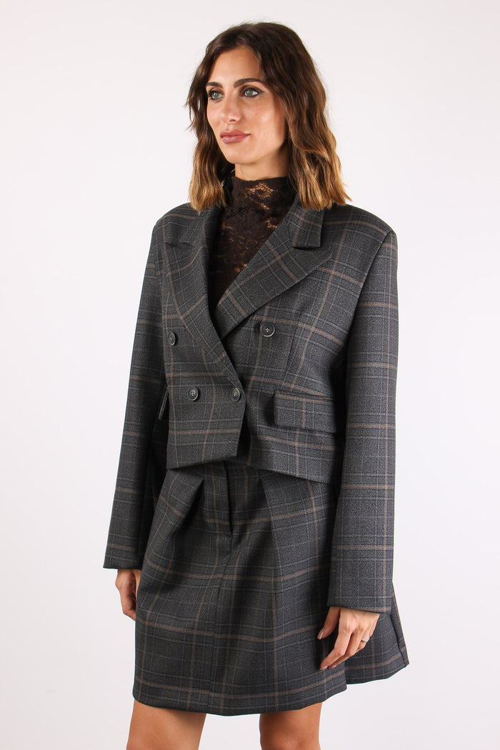 Giacca Spencer Quadro Grigio/ruggine-4