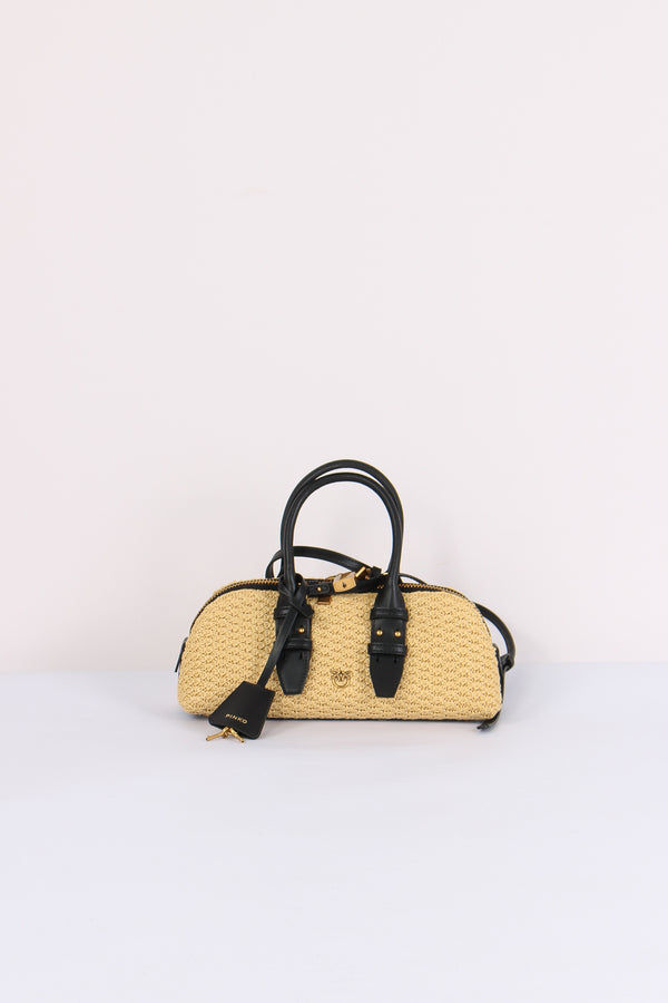 Bowling Bag Rafia Rafia/nero