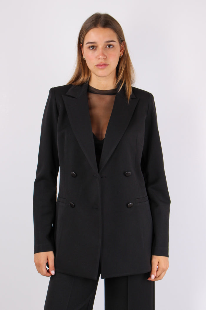 Giacca Doppiopetto Gabardina Nero-2