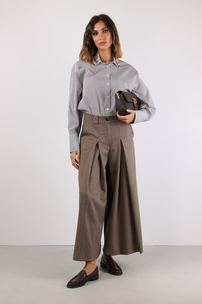 Camicia Riga Applicazione Coll Bianco/moro-3