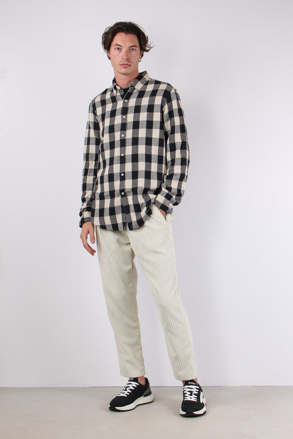 Camicia Fantasia Quadri Cream/black