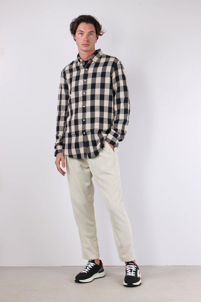 Camicia Fantasia Quadri Cream/black