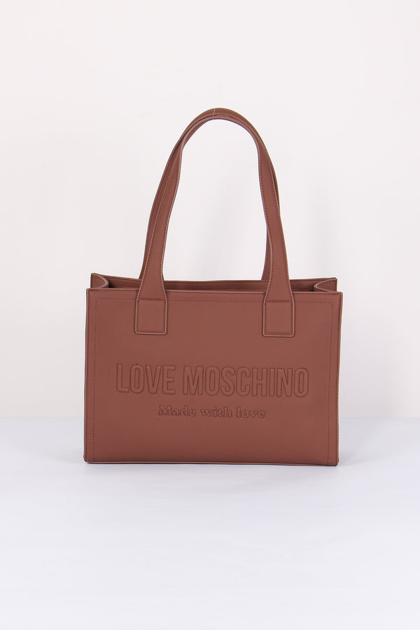 Shopping Rigida Effetto Denim Cuoio