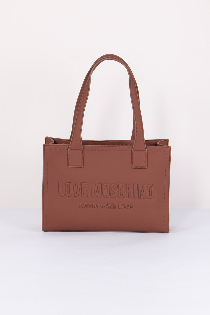 Shopping Rigida Effetto Denim Cuoio