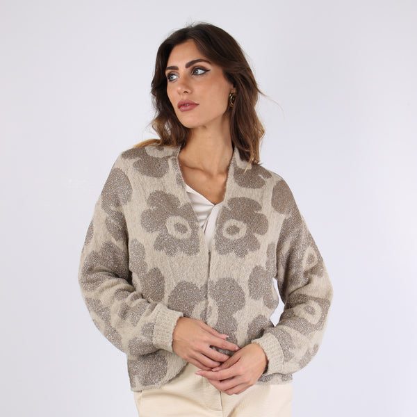Cardigan Lurex Stampa Oro-2