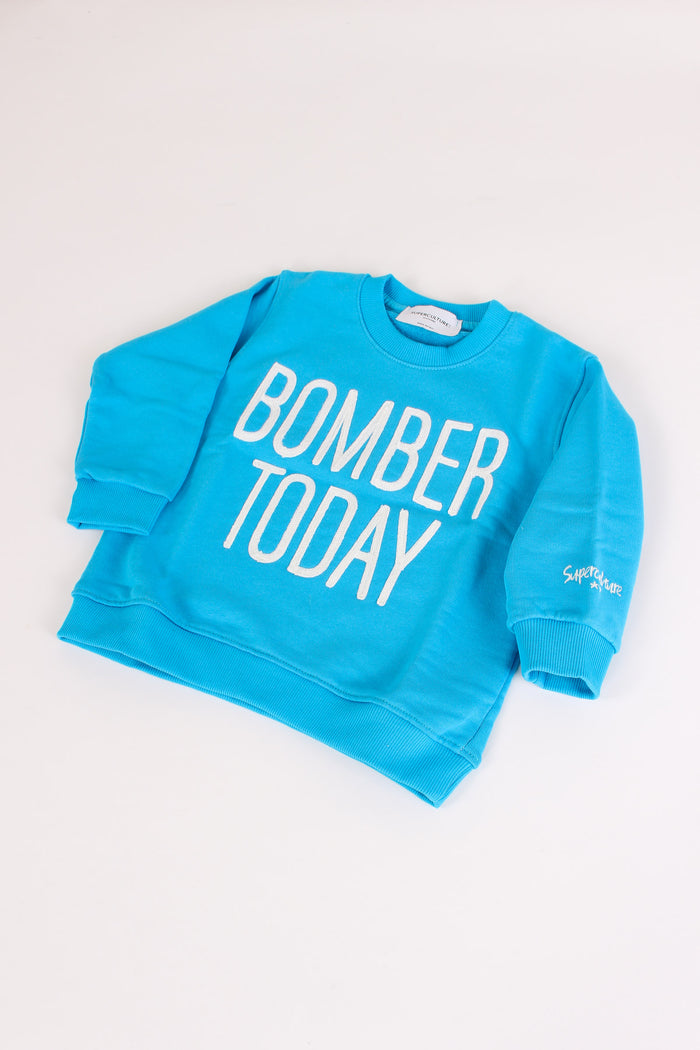 Felpa Ricamo Bomber Turchese-4