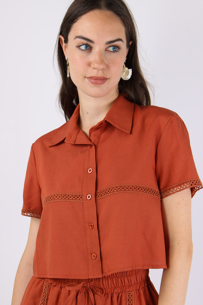 Camicia Corta Inserto Macrame Grondaia-8