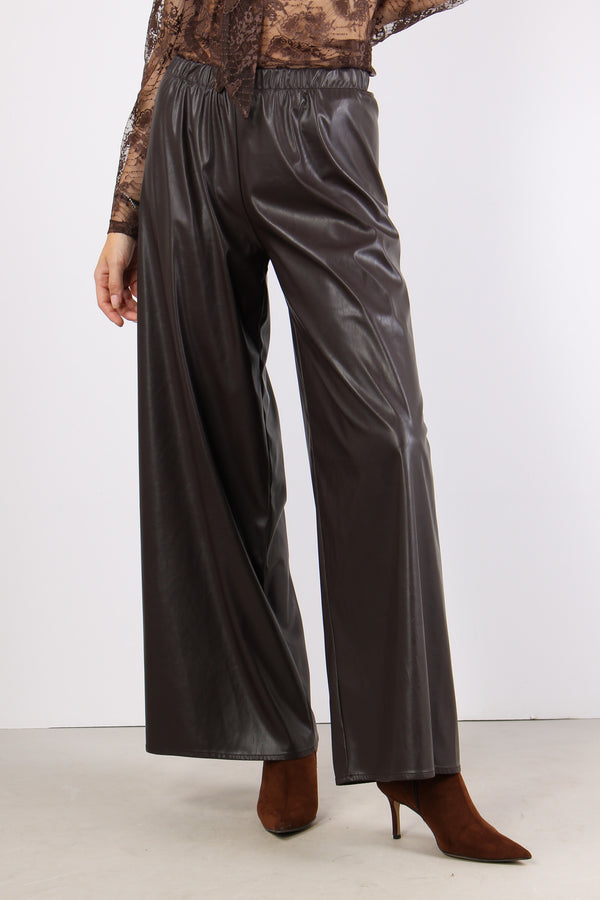 Pantalone Scampanato Ecopelle Moro-2