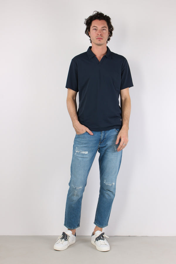 Polo Tessuto Tecnico Blu Navy-2