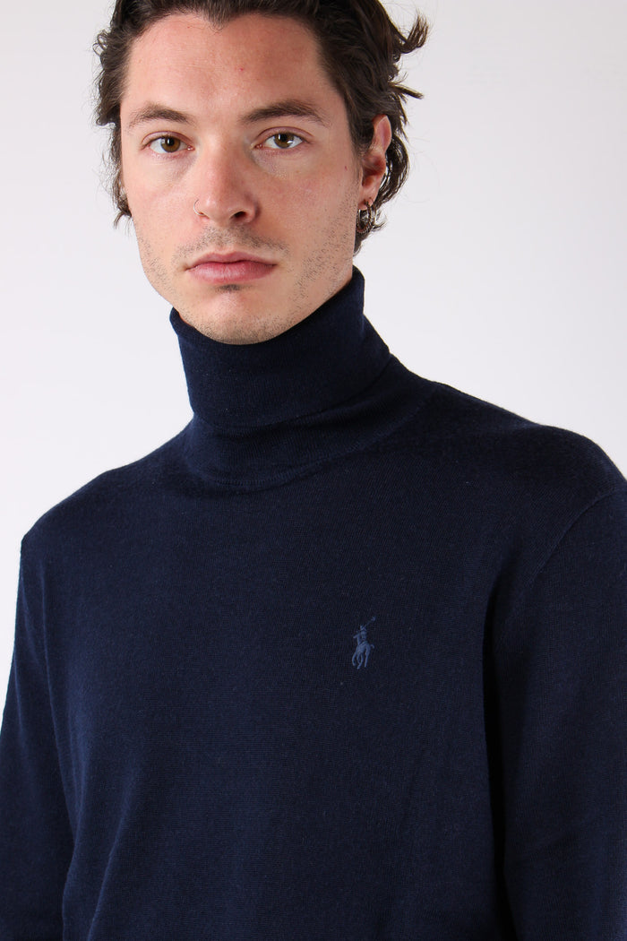 Maglia Collo Alto Lana Merinos Hunter Navy-8