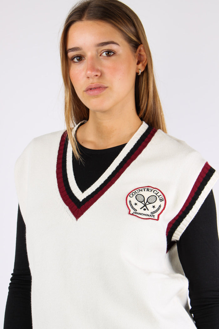 Gilet Patch Tennis Bianco Burro-8