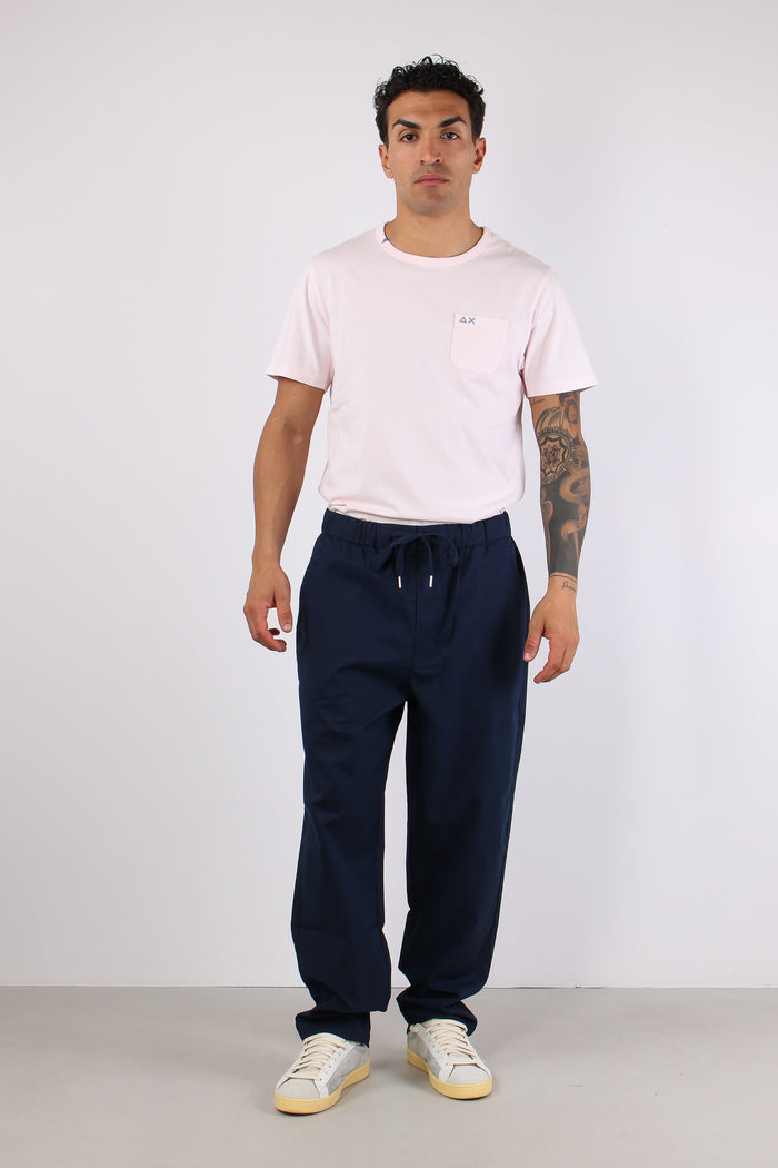 Pantalone Cotone Coulisse Navy Blue