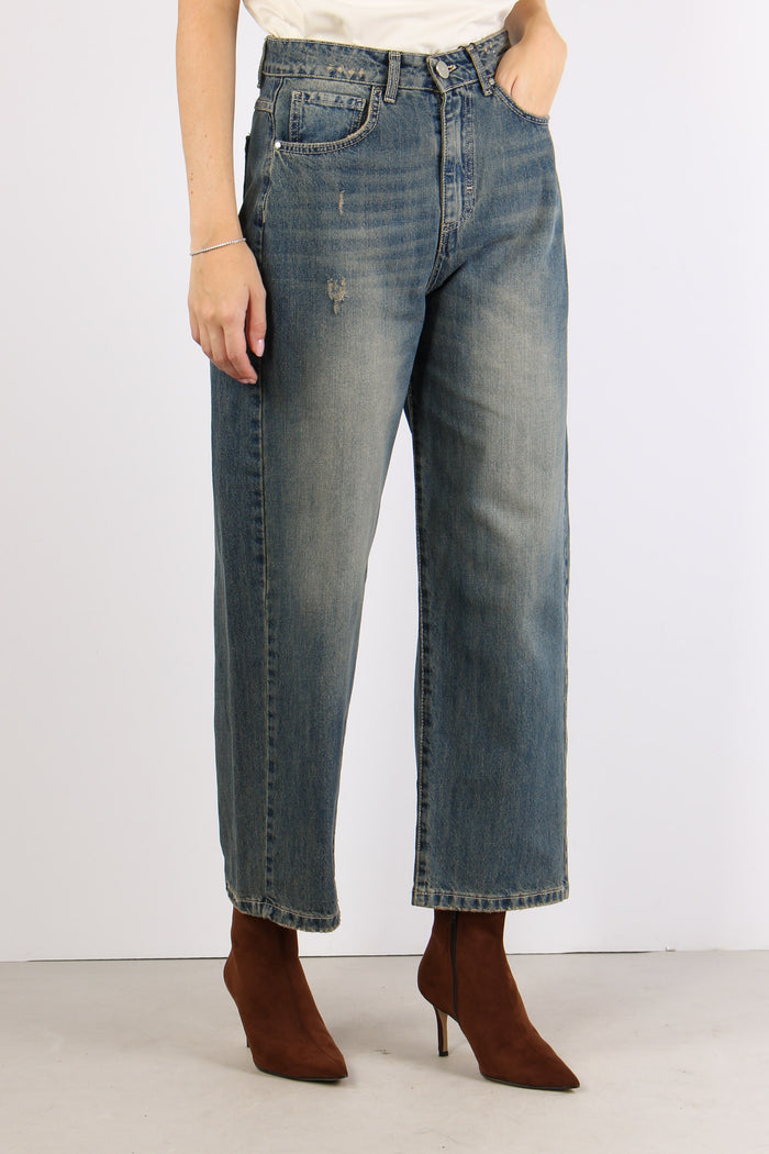 Denim Palazzo Lavaggio Te Blu Denim-4